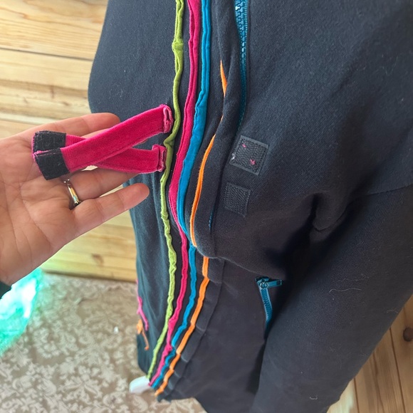 Vintage Black Boho Hippy Jacket Coat Festival Artsy Funky Asian Cotton Sz Large - Picture 4 of 14